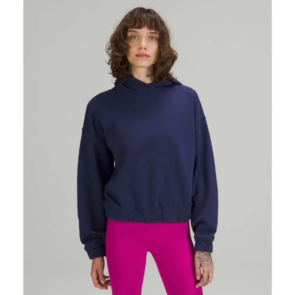 Lululemon Navy Relaxed Cropped Cotton Hoodie